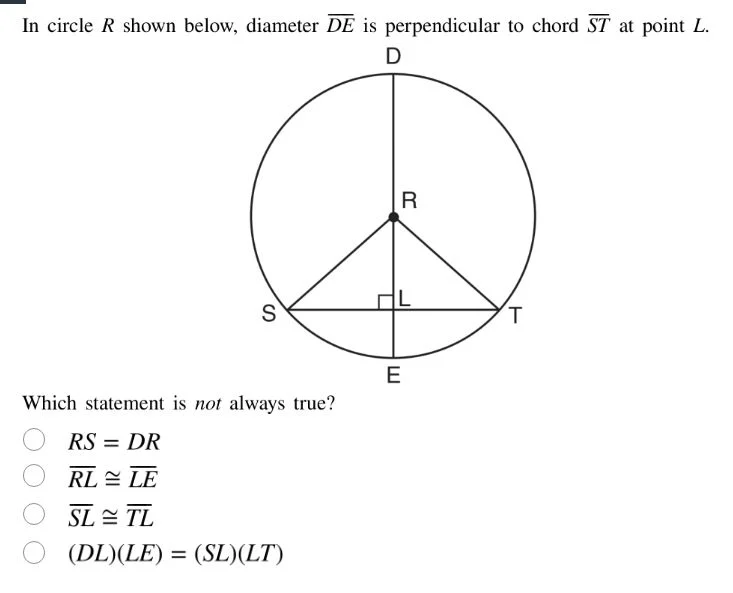 in circle r shown below, diameter \\(\\overline{de}\\) is perpendicular…