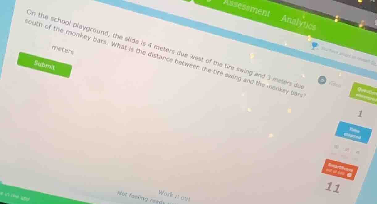 on the school playground, the slide is 4 meters due west of the tire sw…