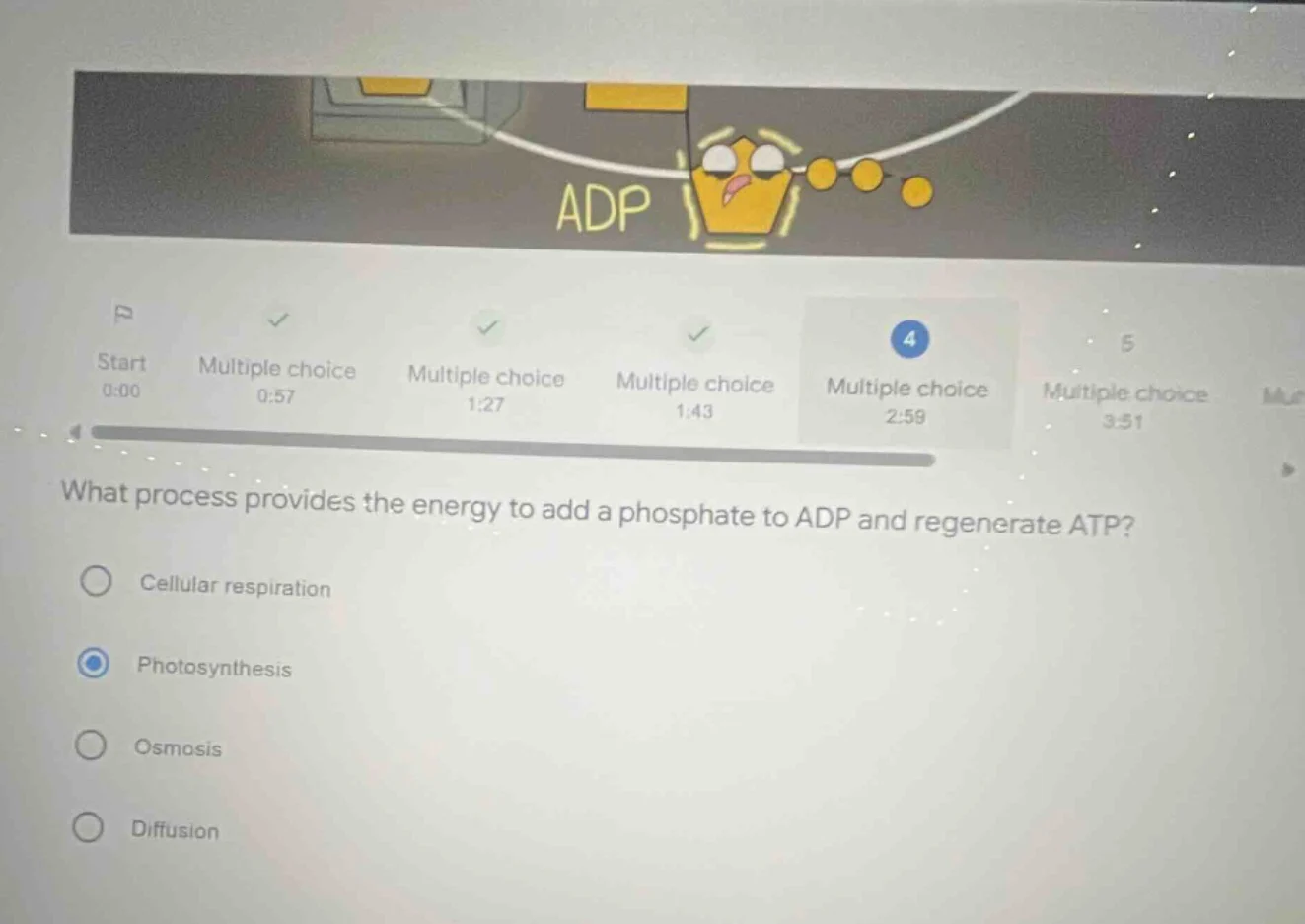 what process provides the energy to add a phosphate to adp and regenera…