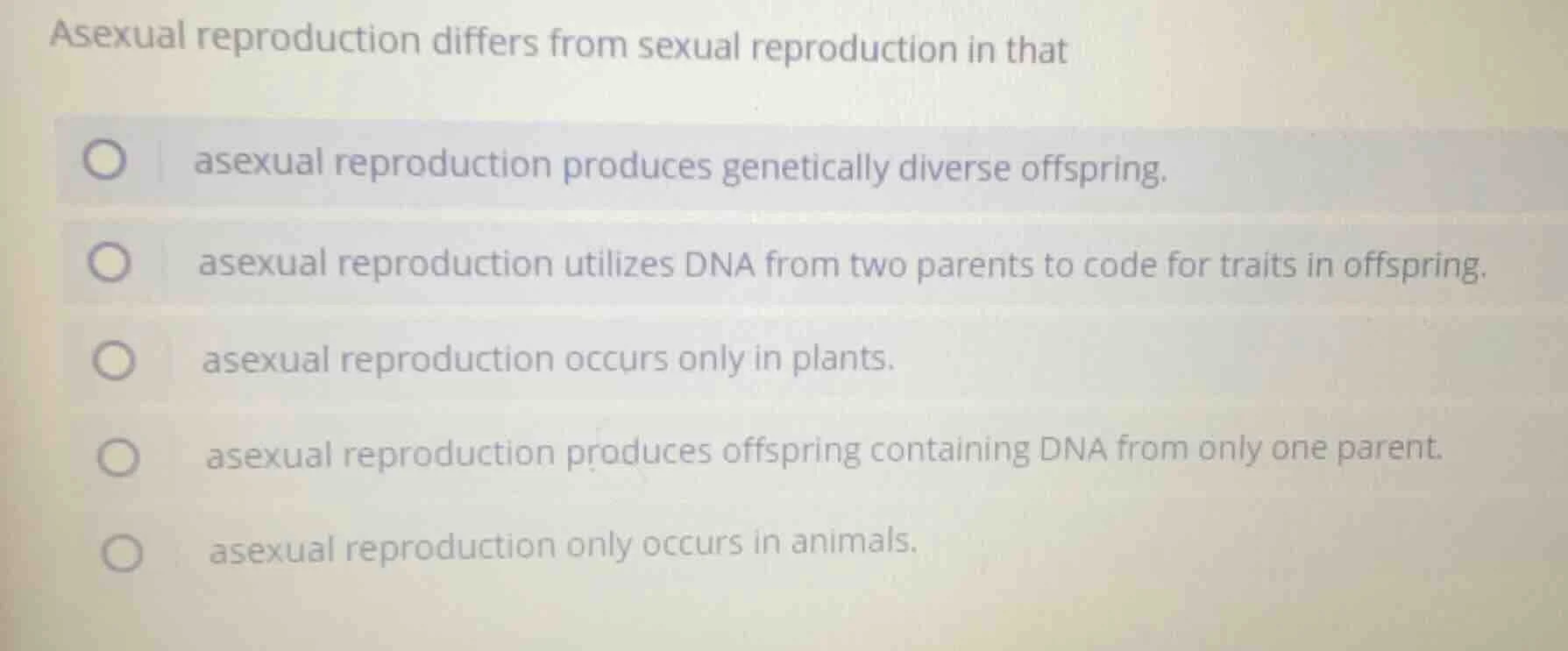 asexual reproduction differs from sexual reproduction in that - asexual…