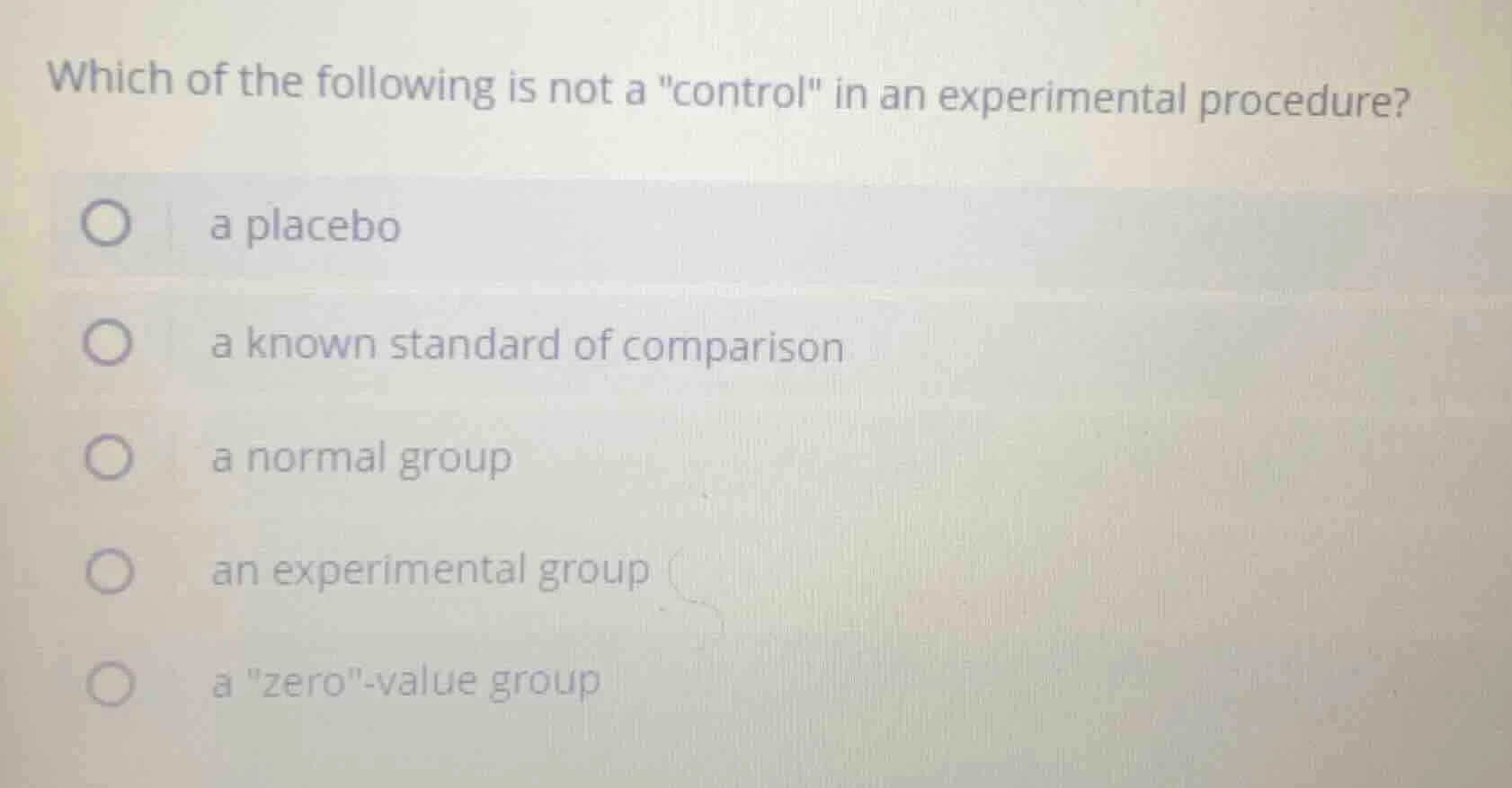 which of the following is not a \control\ in an experimental procedure?…