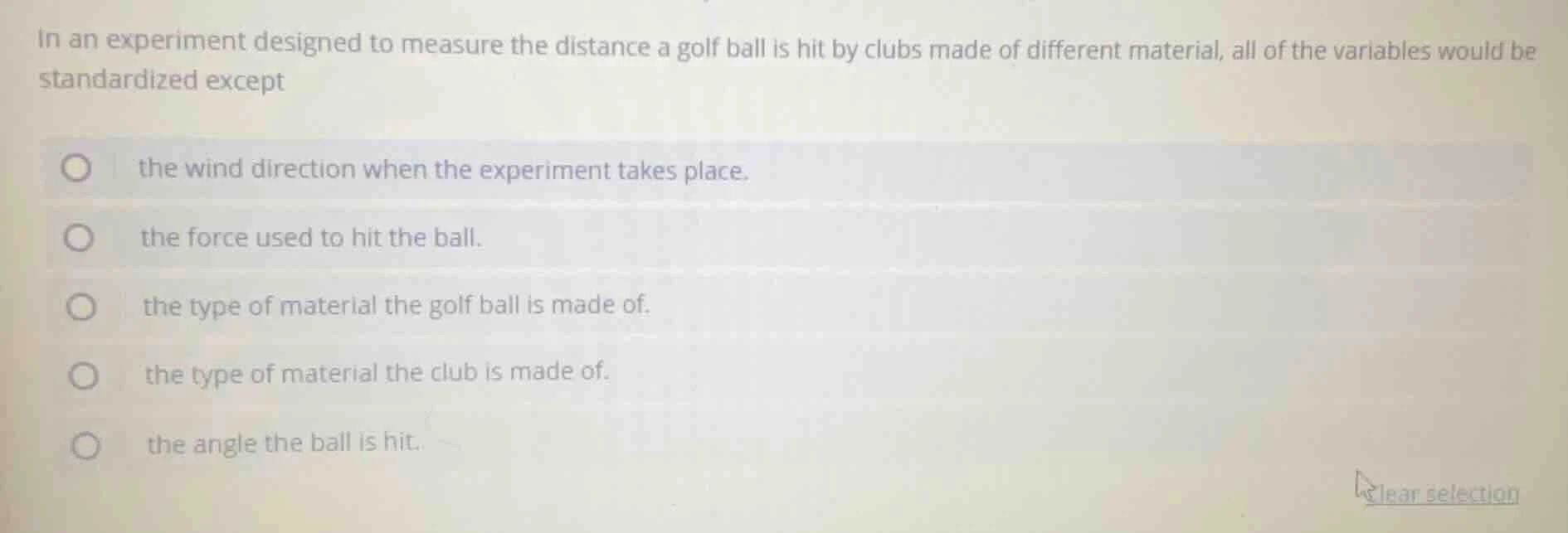in an experiment designed to measure the distance a golf ball is hit by…