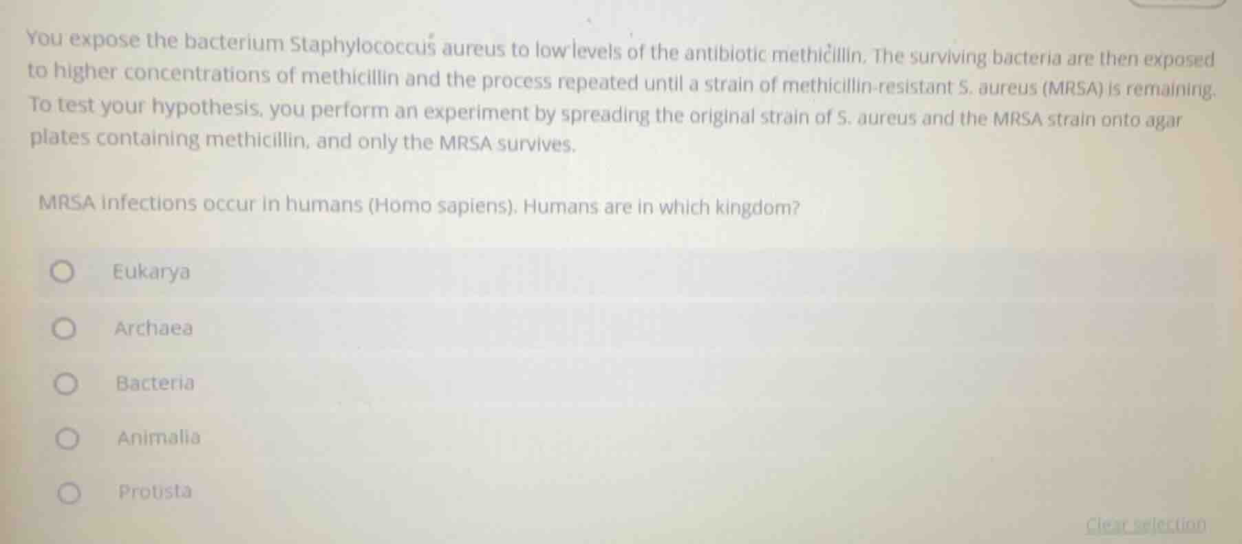 you expose the bacterium staphylococcus aureus to low levels of the ant…