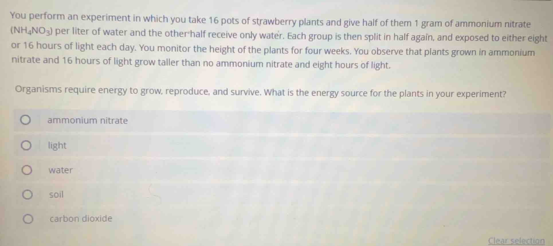 you perform an experiment in which you take 16 pots of strawberry plant…
