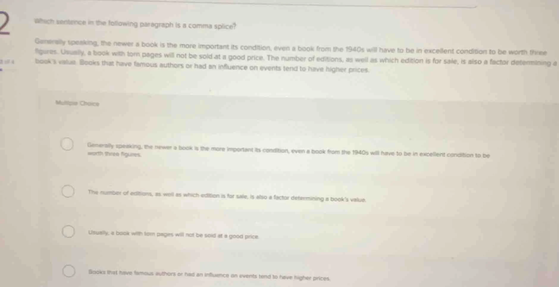 which sentence in the following paragraph is a comma splice? generally …