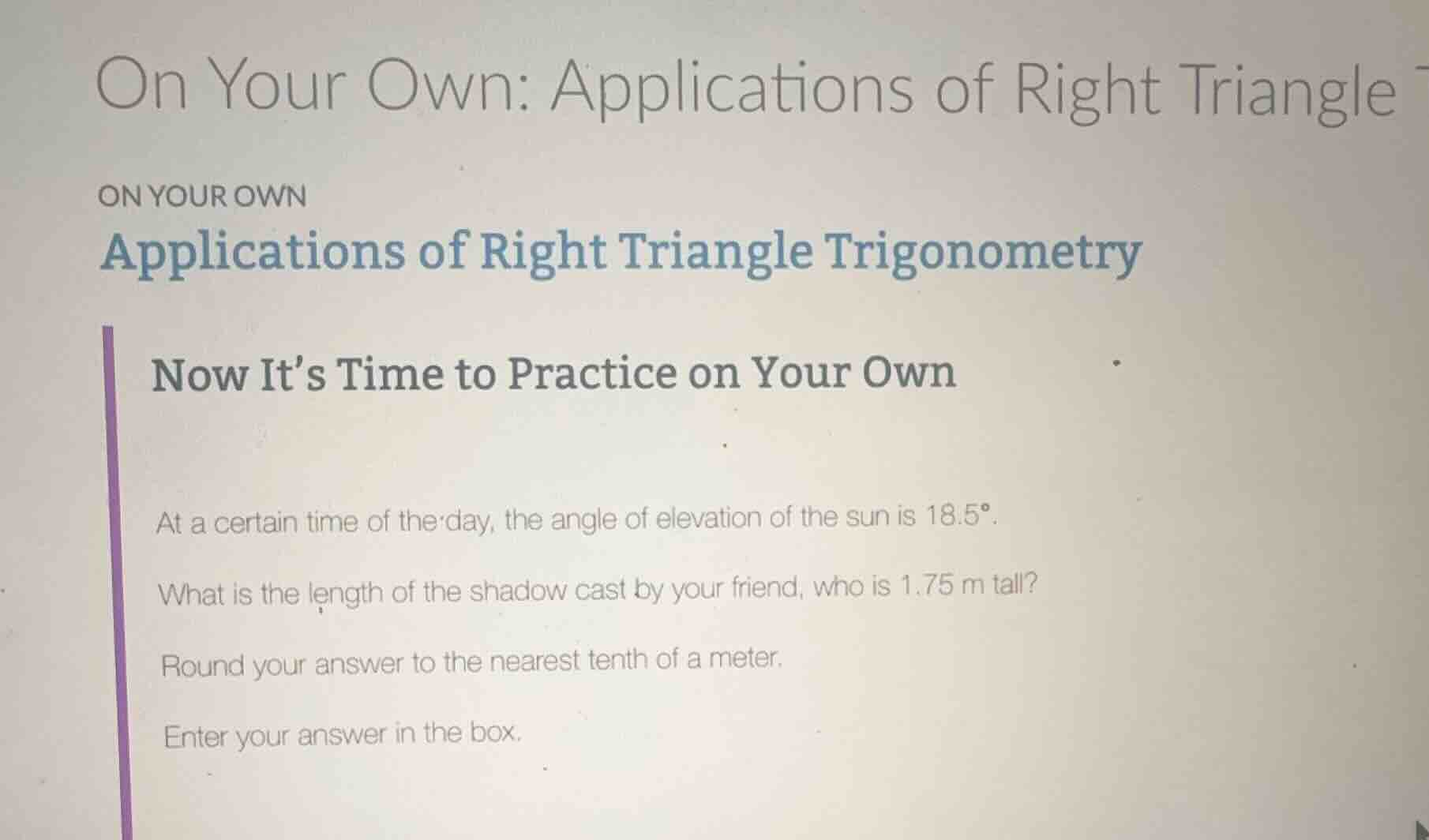 on your own: applications of right triangle on your own applications of…