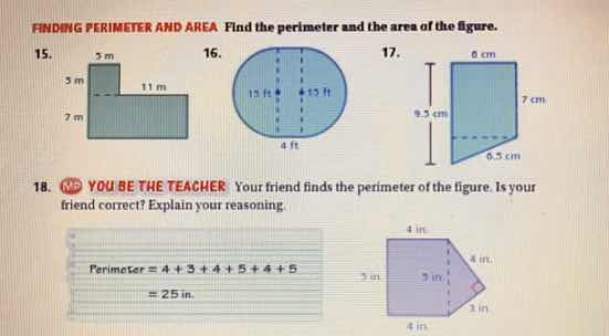 finding perimeter and area find the perimeter and the area of the figur…