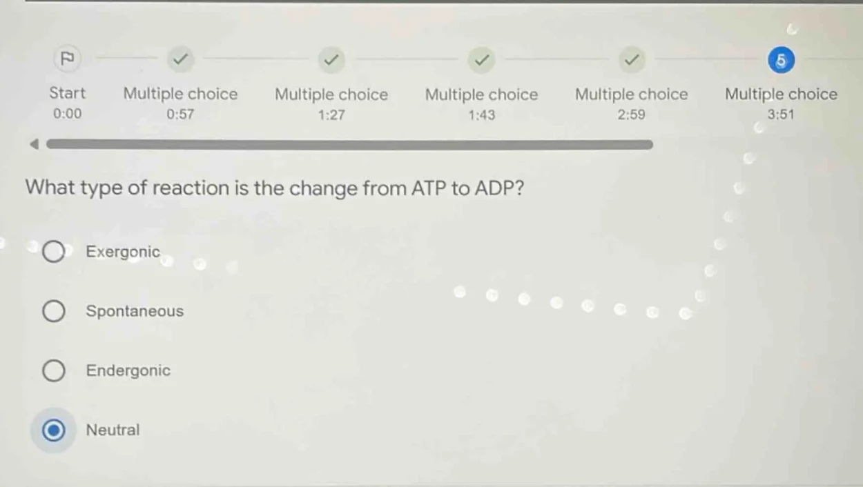 what type of reaction is the change from atp to adp? exergonic spontane…