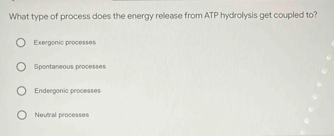 what type of process does the energy release from atp hydrolysis get co…