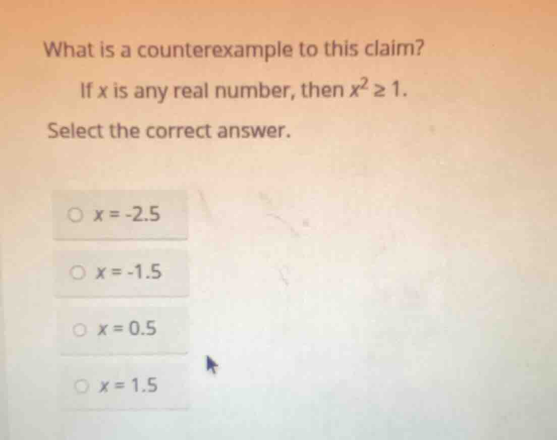what is a counterexample to this claim? if x is any real number, then (…