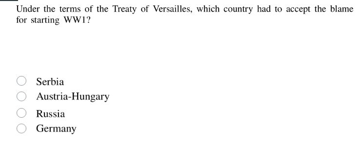 under the terms of the treaty of versailles, which country had to accep…