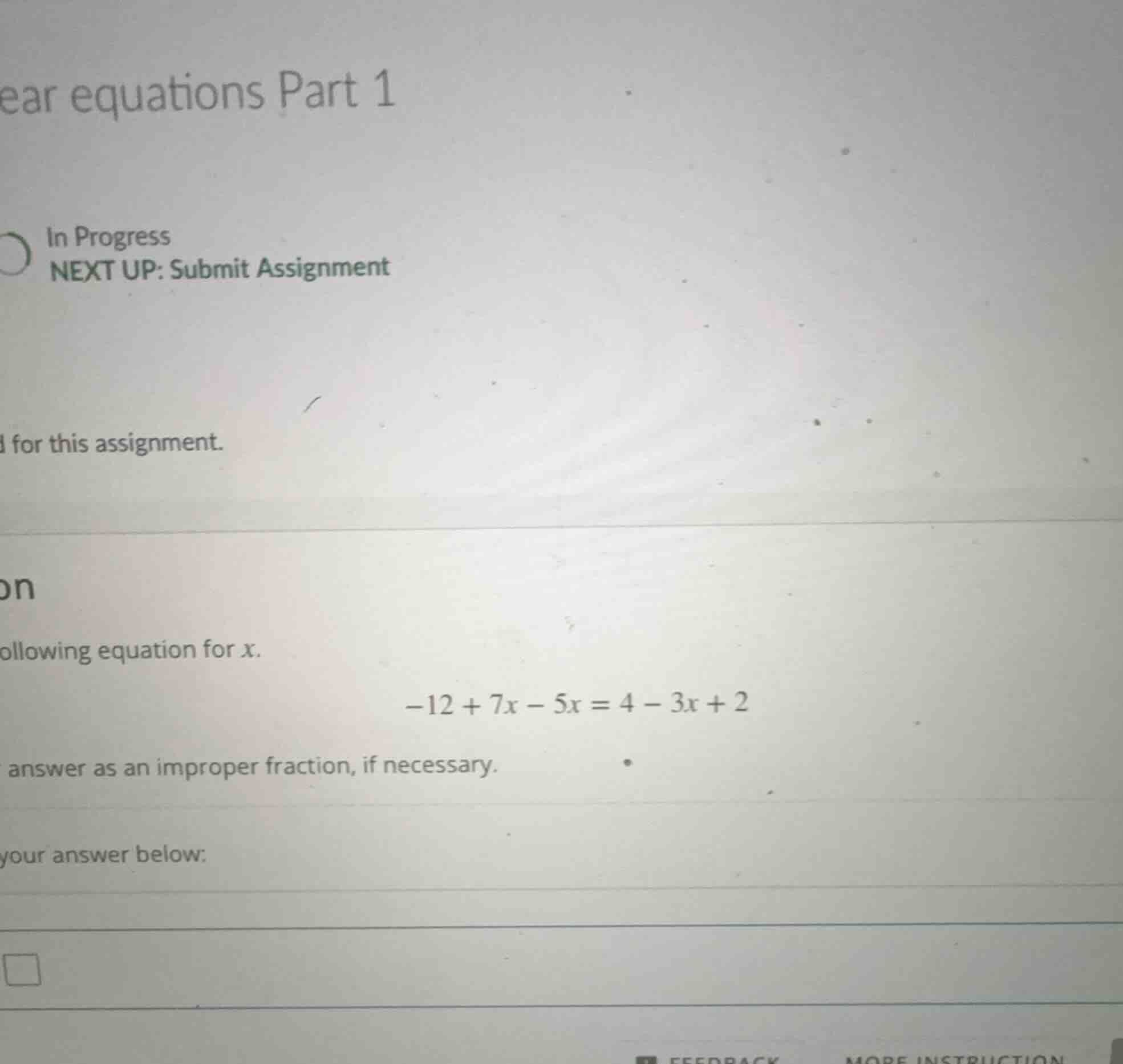 ear equations part 1 in progress next up: submit assignment d for this …