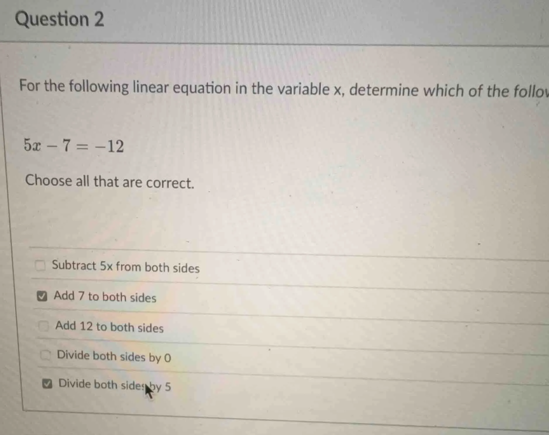 question 2 for the following linear equation in the variable x, determi…