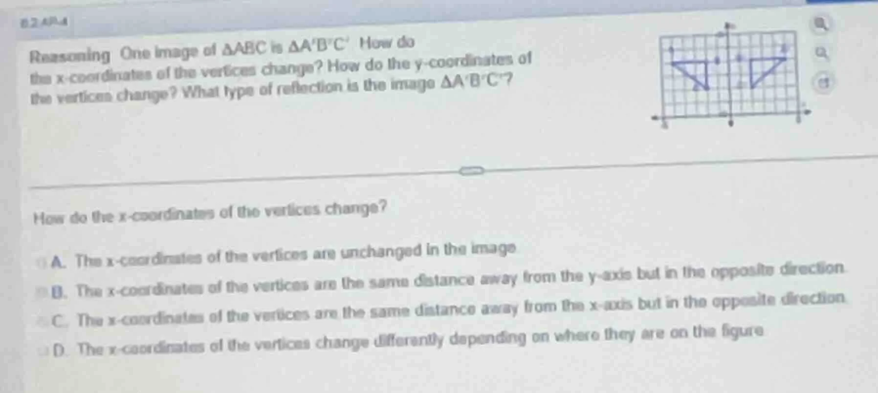 6.2.ap-4 reasoning one image of δabc is δabc how do the x-coordinates o…