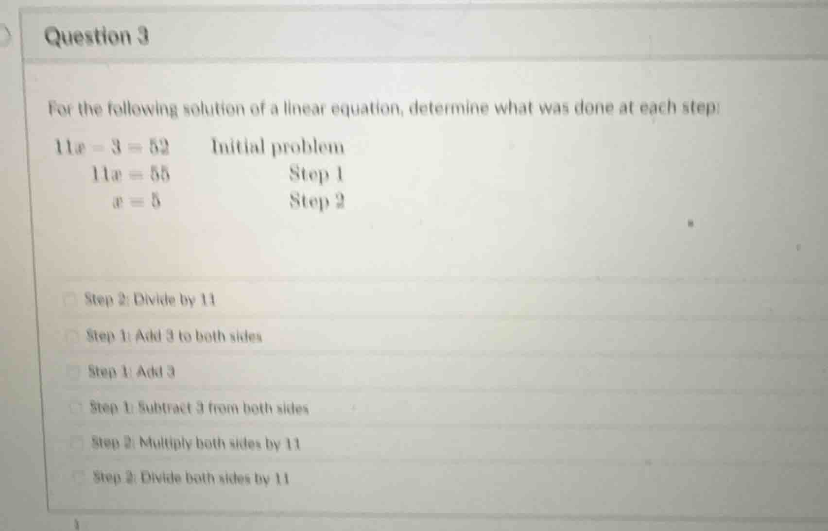 question 3 for the following solution of a linear equation, determine w…