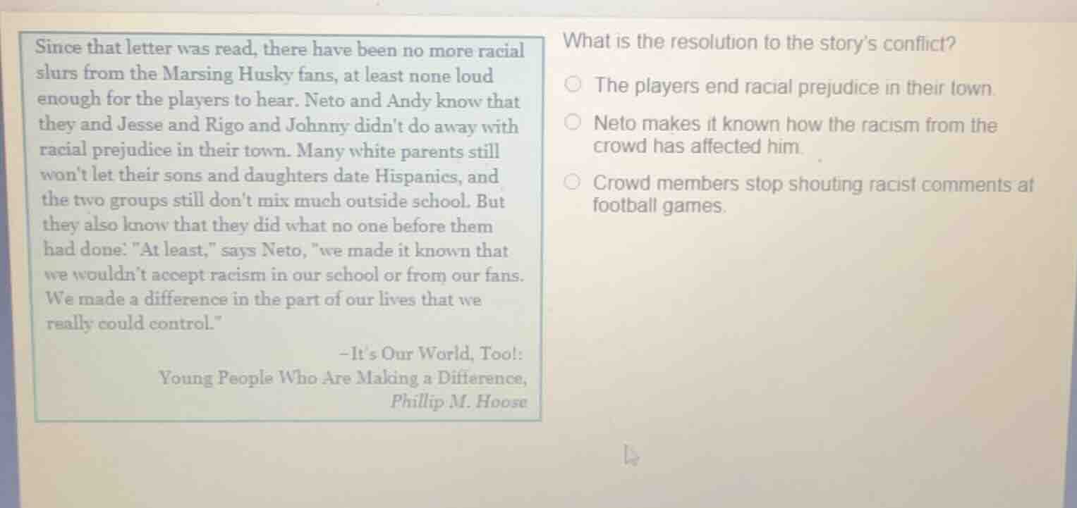 since that letter was read, there have been no more racial slurs from t…
