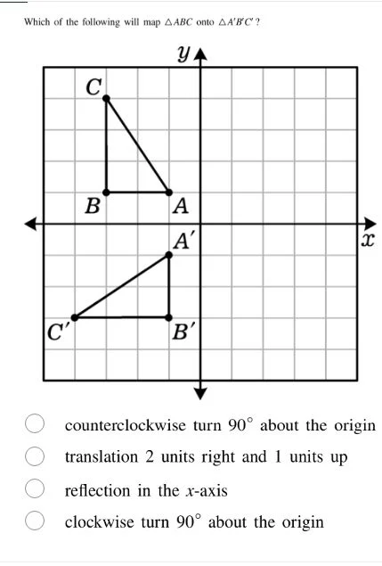 which of the following will map $\\triangle abc$ onto $\\triangle abc$?…