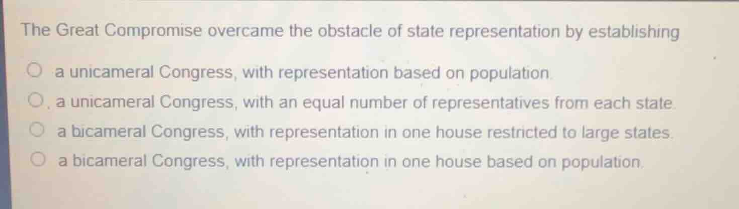 the great compromise overcame the obstacle of state representation by e…