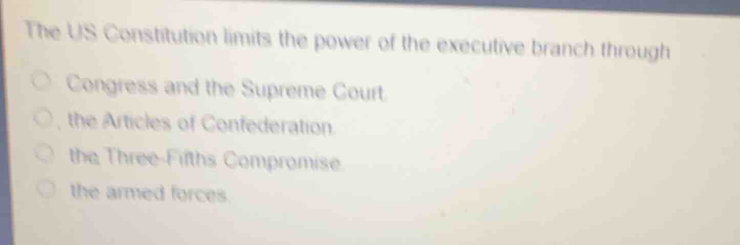 the us constitution limits the power of the executive branch through co…