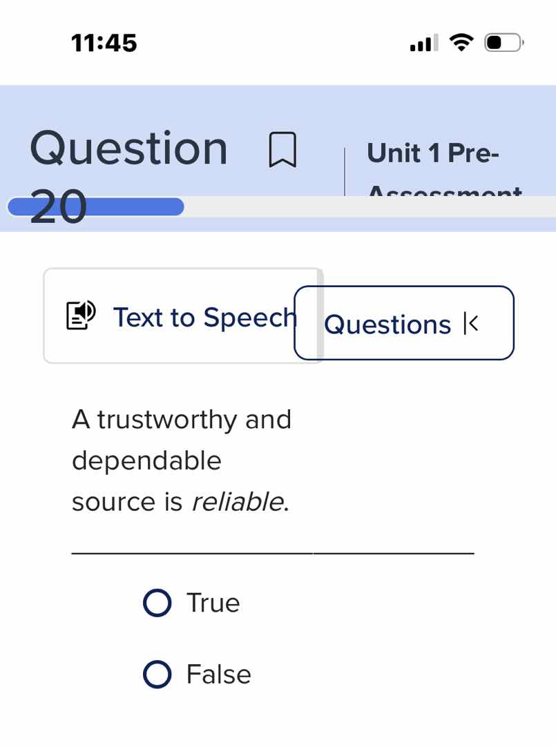 a trustworthy and dependable source is reliable. true false