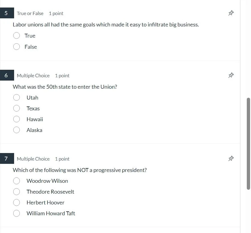 5 true or false 1 point labor unions all had the same goals which made …