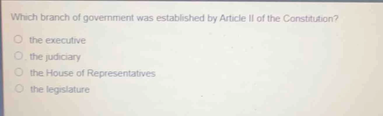 which branch of government was established by article ii of the constit…