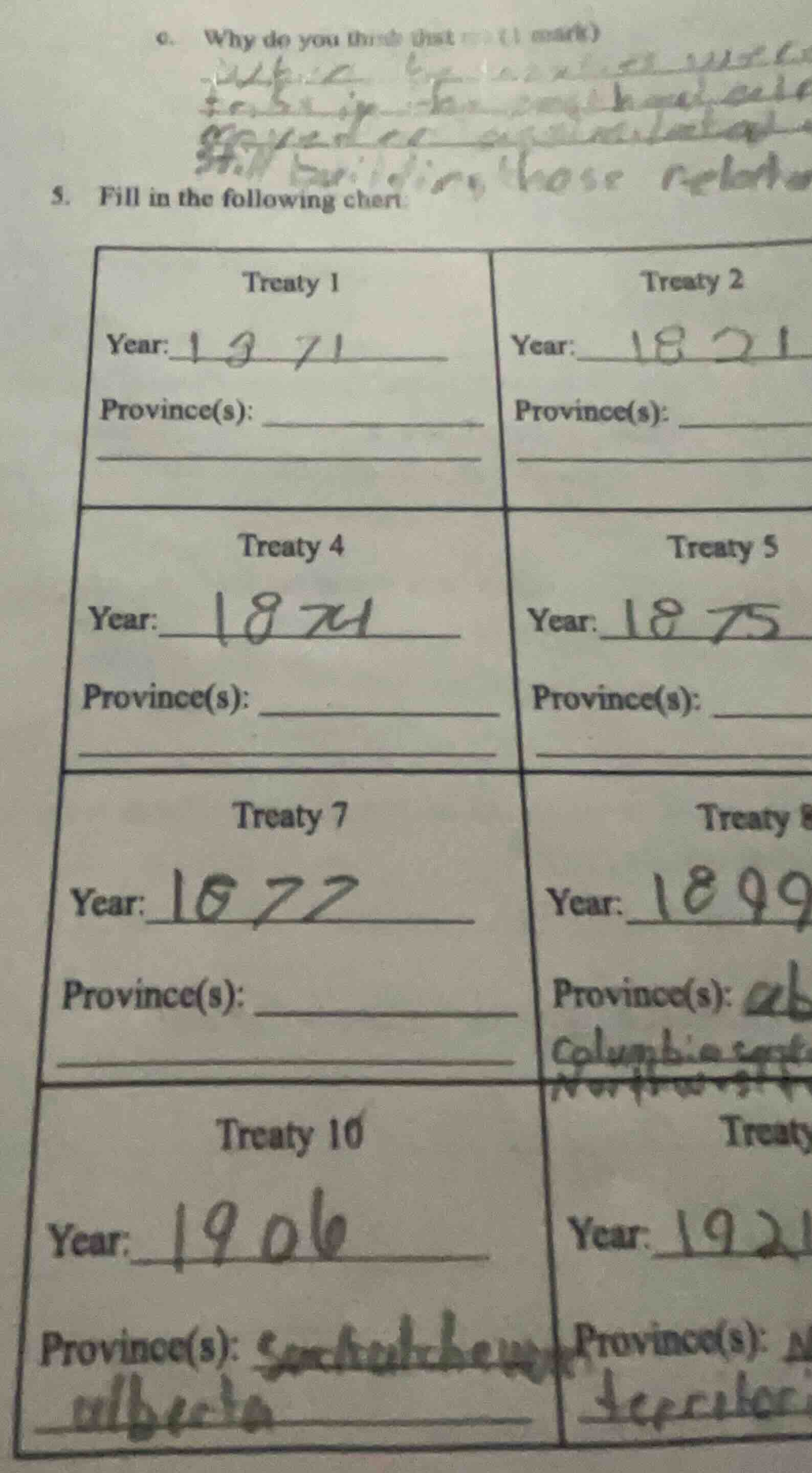 5. fill in the following chart: | treaty 1 | treaty 2 | | --- | --- | |…