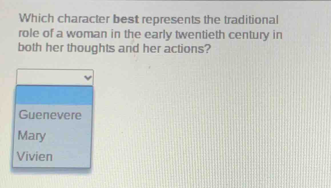 which character best represents the traditional role of a woman in the …