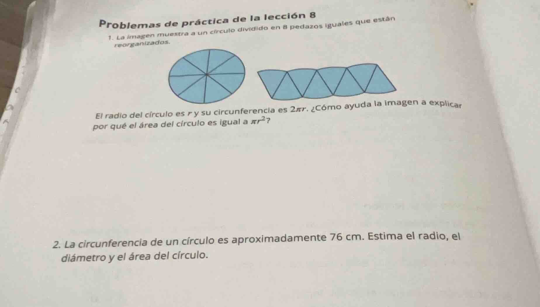 problemas de práctica de la lección 8 1. la imagen muestra a un círculo…