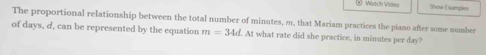 the proportional relationship between the total number of minutes, m, t…