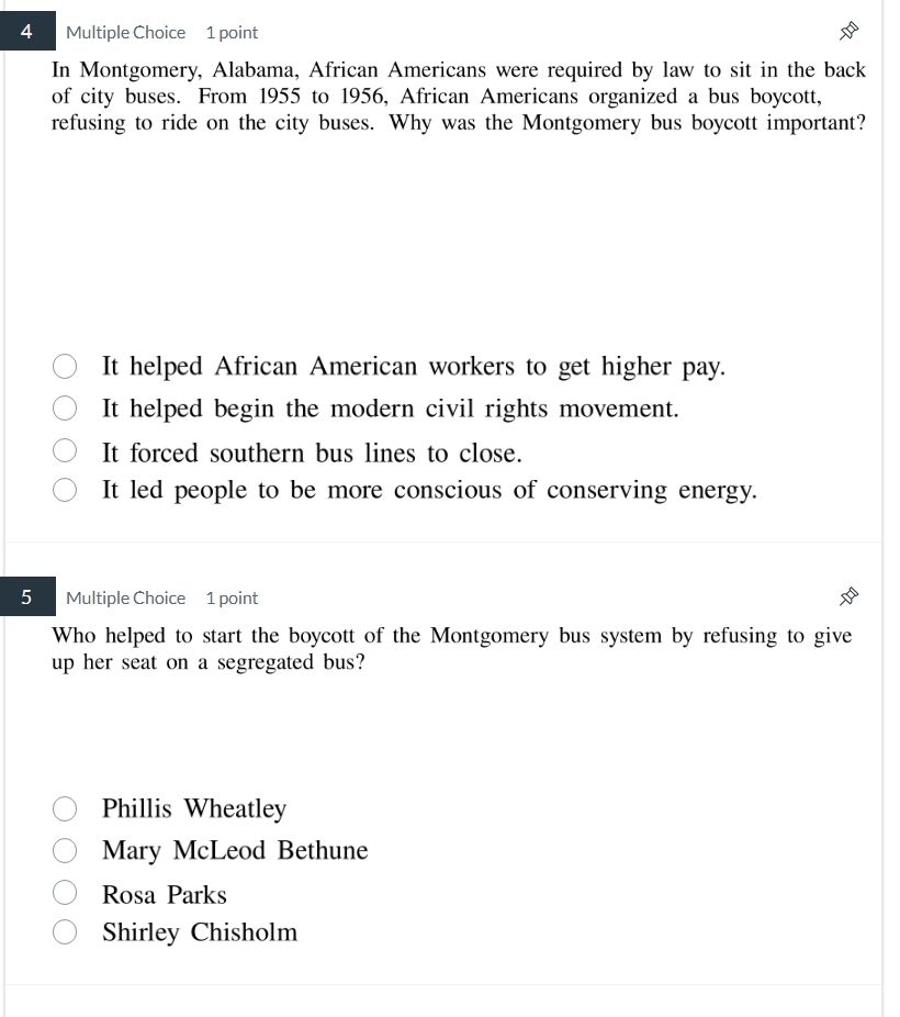 4 multiple choice 1 point in montgomery, alabama, african americans wer…