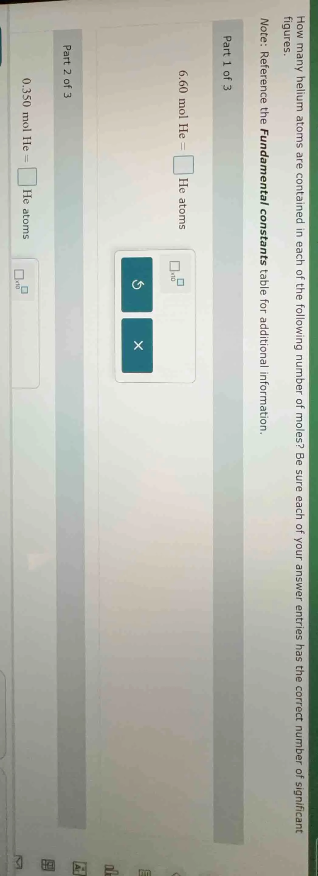 how many helium atoms are contained in each of the following number of …