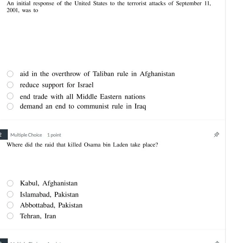 an initial response of the united states to the terrorist attacks of se…