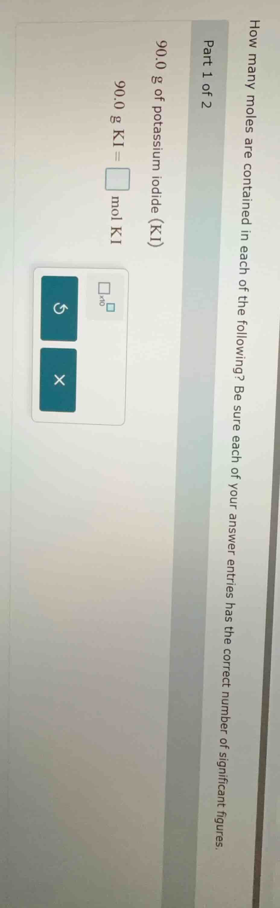 how many moles are contained in each of the following? be sure each of …