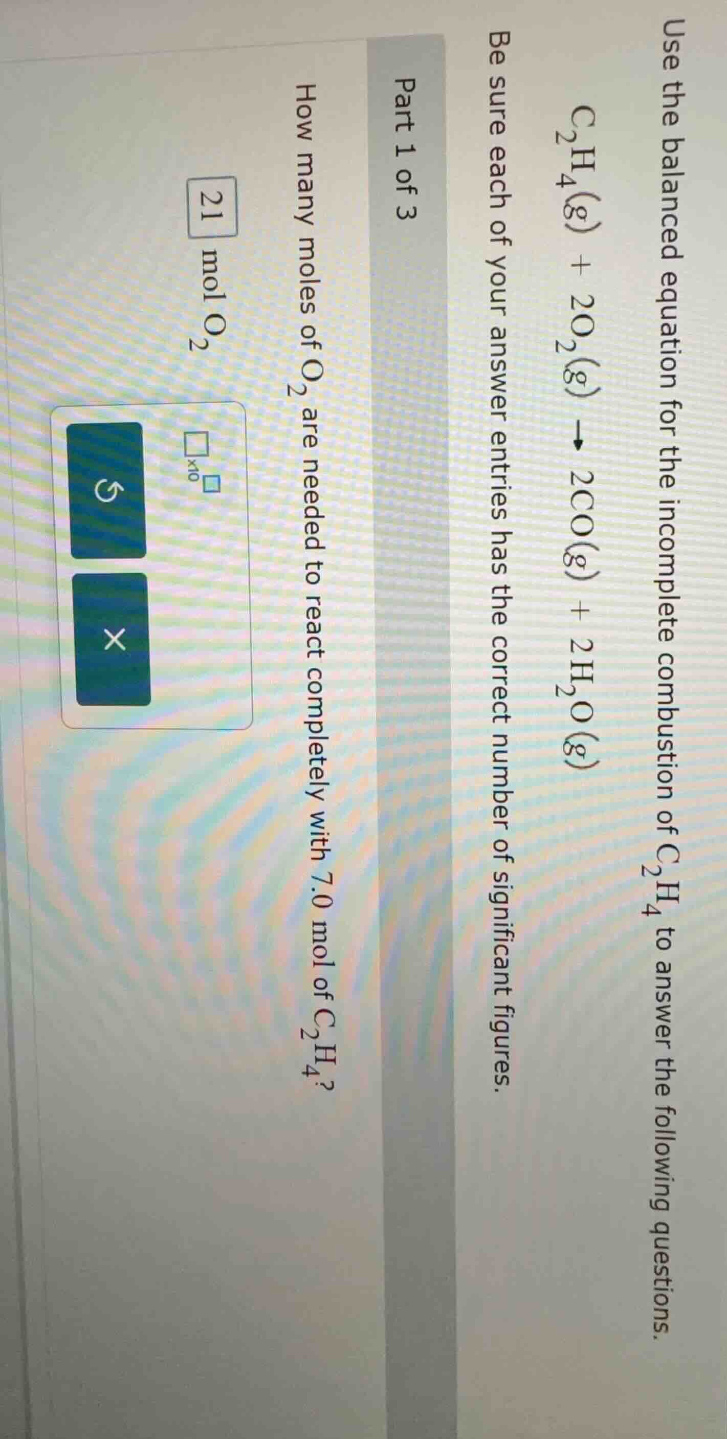 use the balanced equation for the incomplete combustion of c₂h₄ to answ…