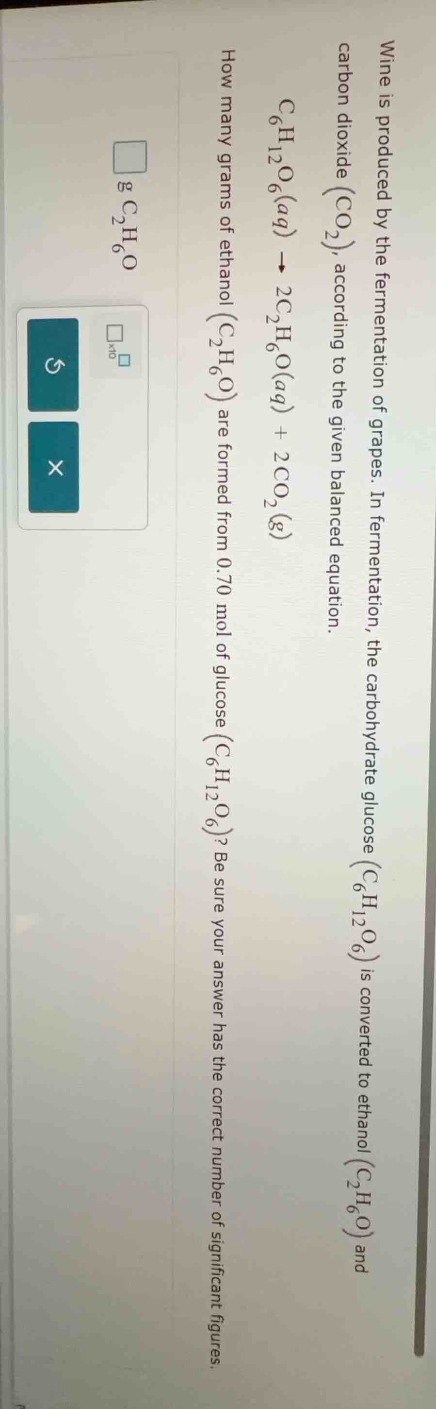 wine is produced by the fermentation of grapes. in fermentation, the ca…