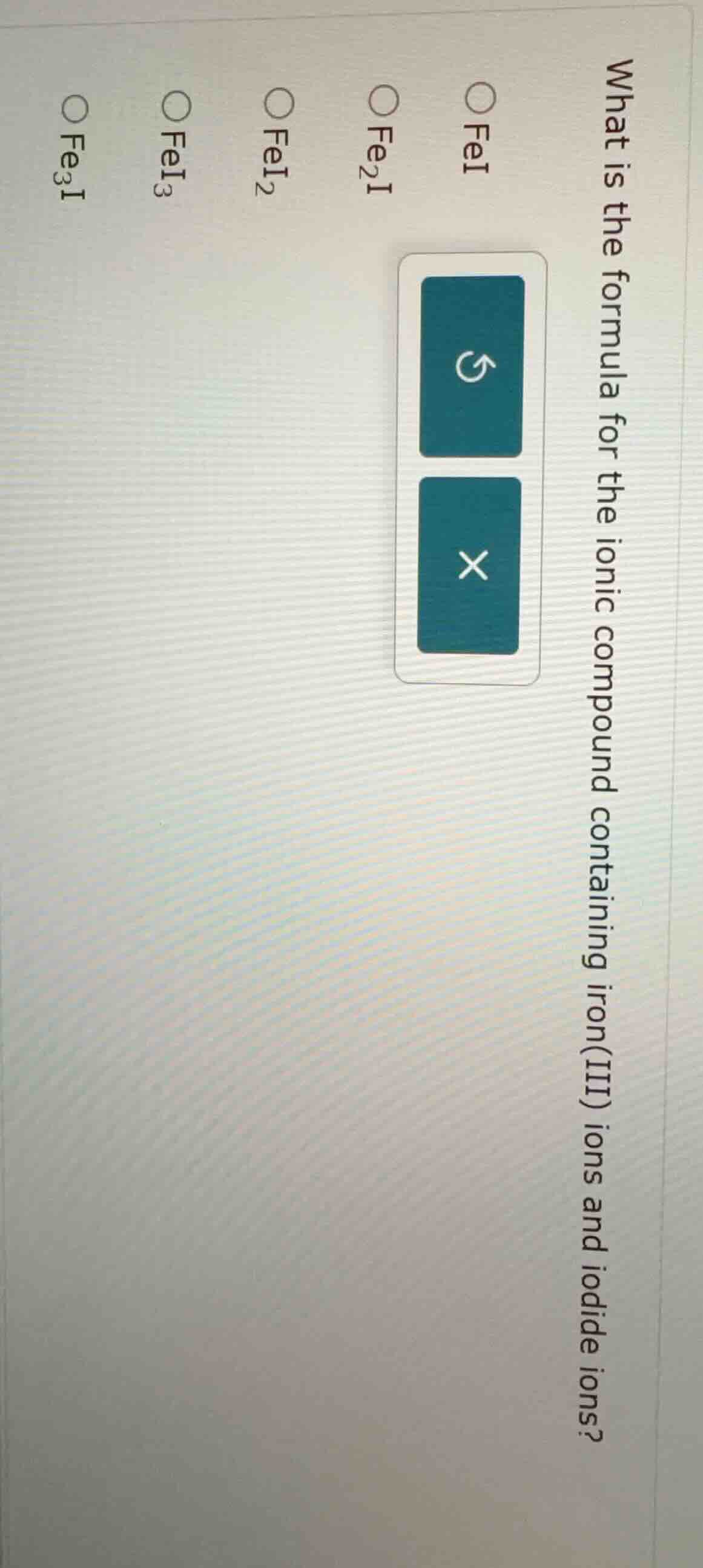 what is the formula for the ionic compound containing iron(iii) ions an…