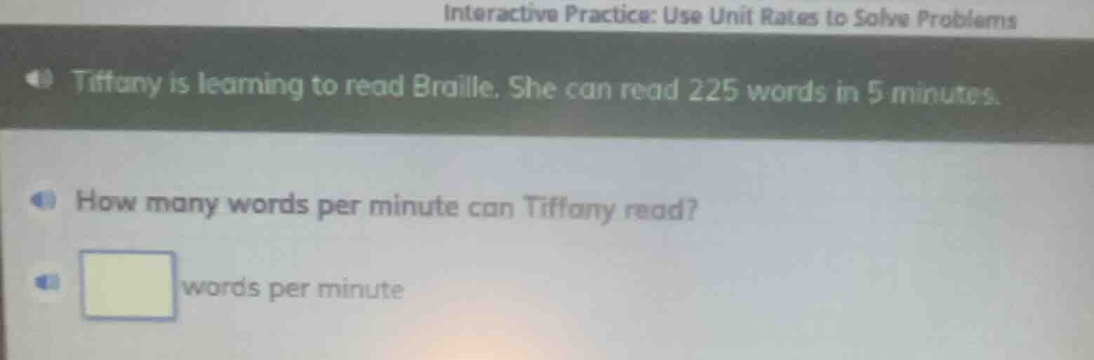 interactive practice: use unit rates to solve problems tiffany is learn…