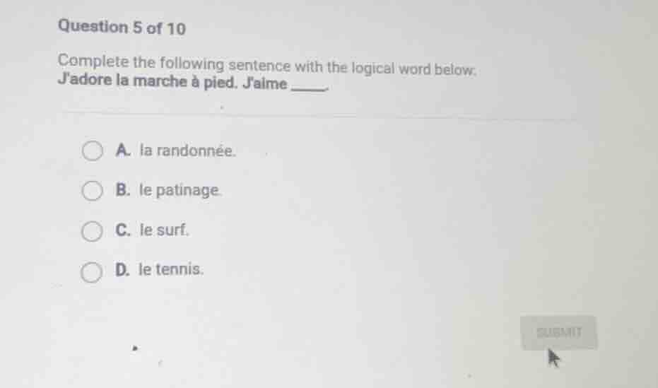 question 5 of 10 complete the following sentence with the logical word …