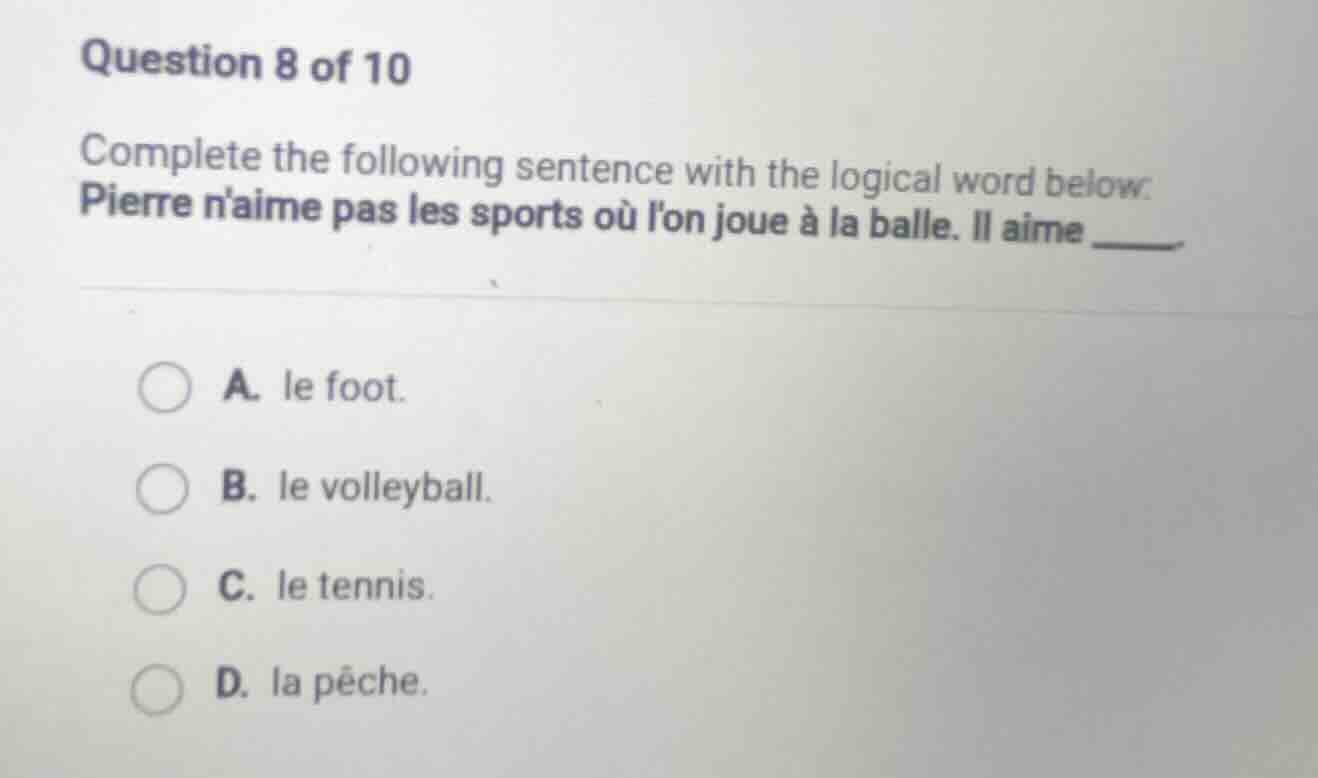 question 8 of 10 complete the following sentence with the logical word …