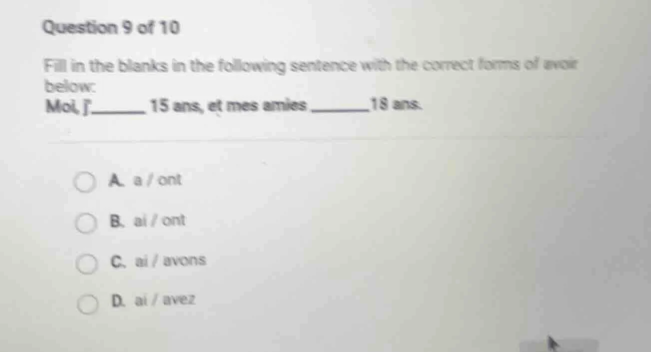 question 9 of 10 fill in the blanks in the following sentence with the …