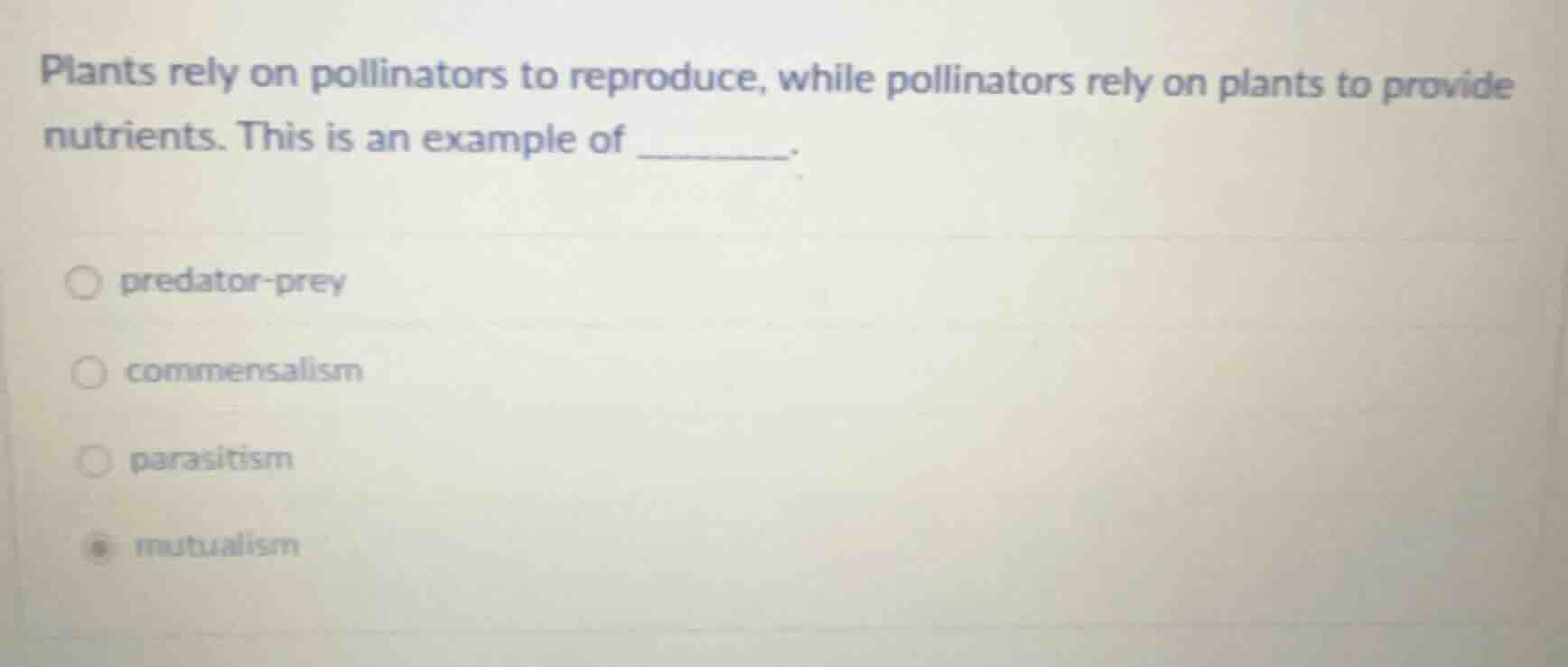 plants rely on pollinators to reproduce, while pollinators rely on plan…