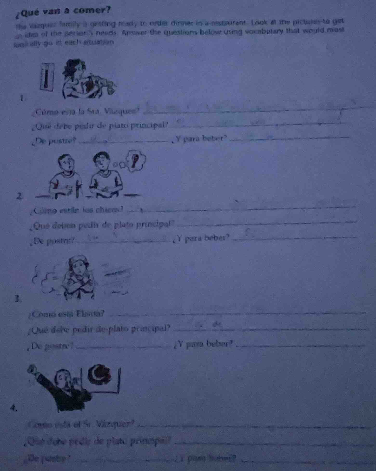 ¿qué van a comer? the vázquez family is getting ready to order dinner i…