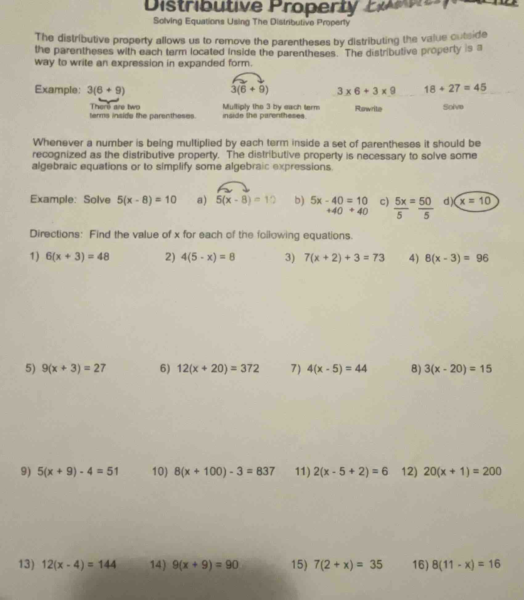 distributive property solving equations using the distributive property…