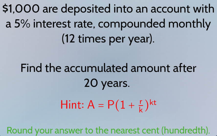 $1,000 are deposited into an account with a 5% interest rate, compounde…