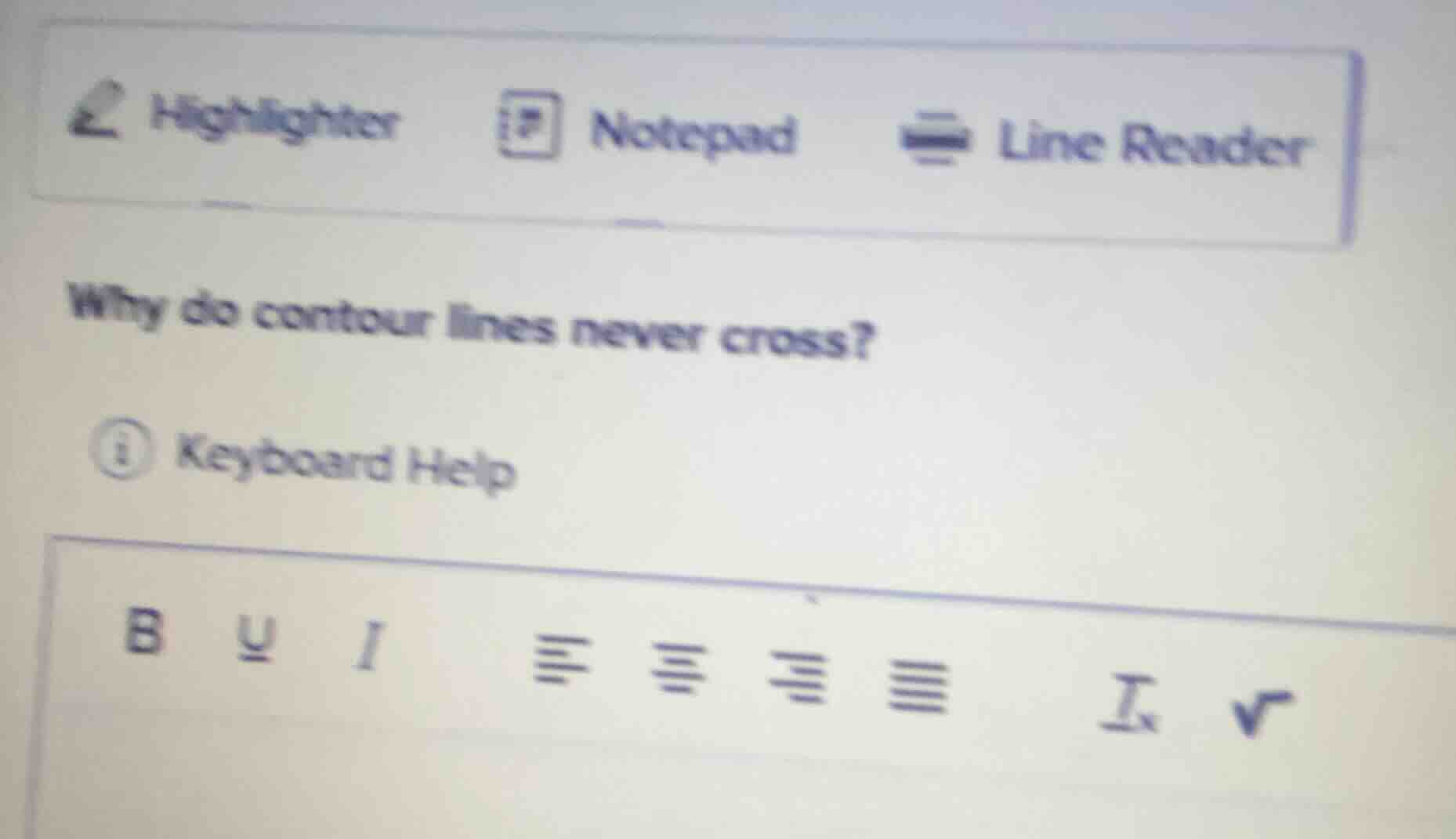 why do contour lines never cross? keyboard help