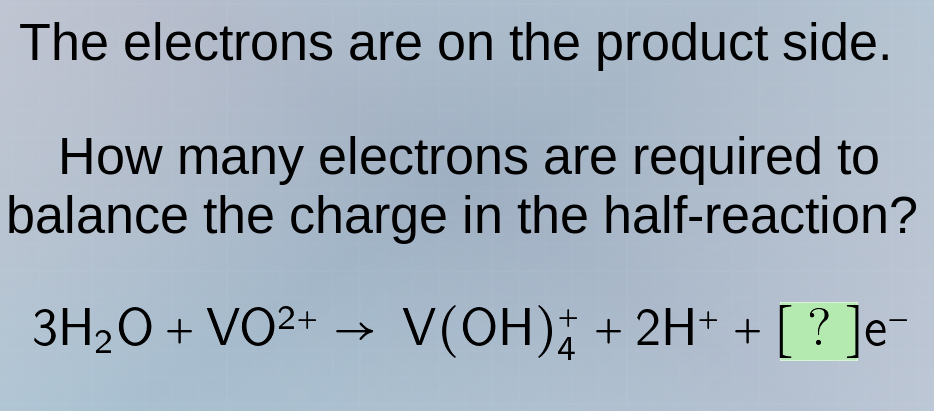 the electrons are on the product side. how many electrons are required …