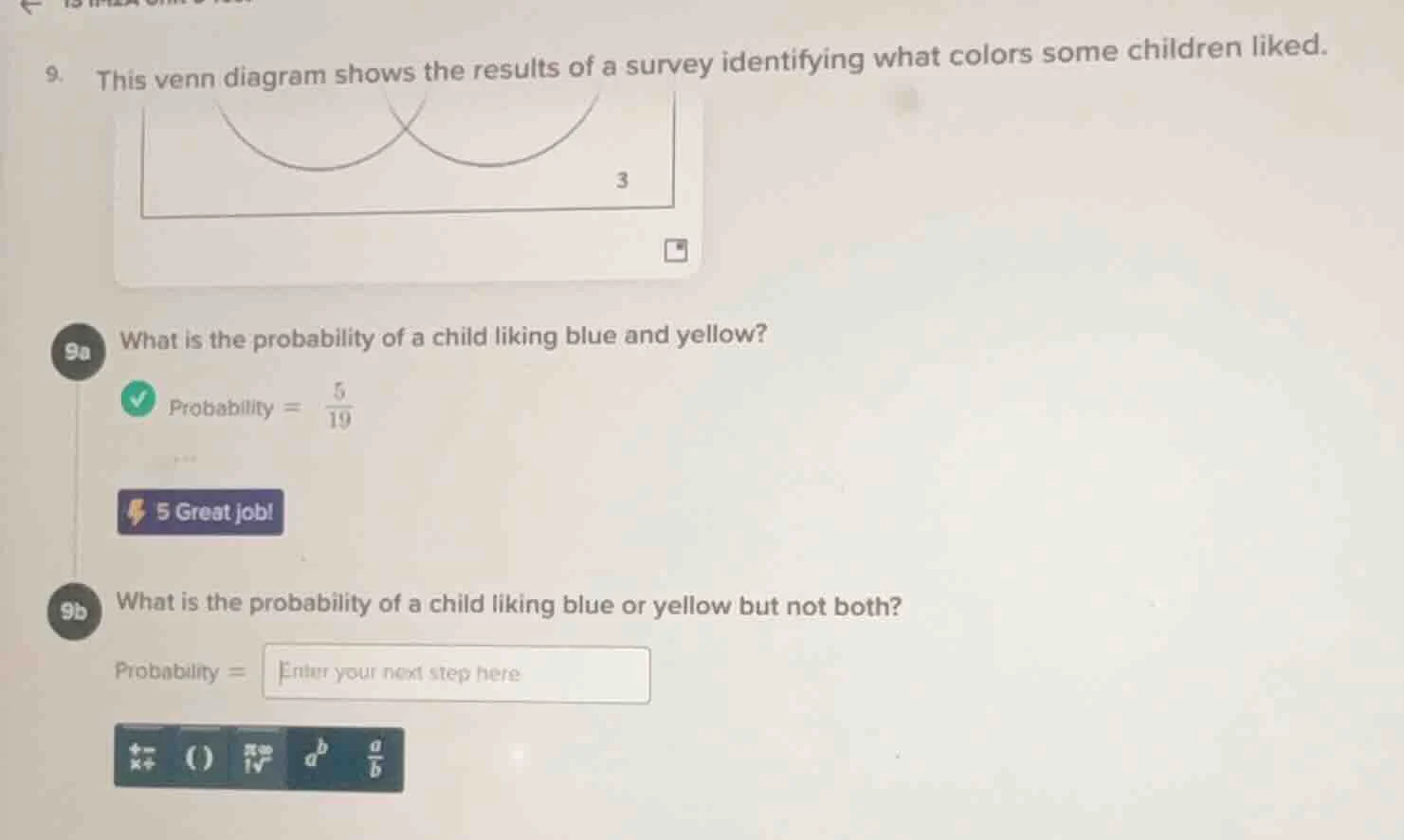 9. this venn diagram shows the results of a survey identifying what col…