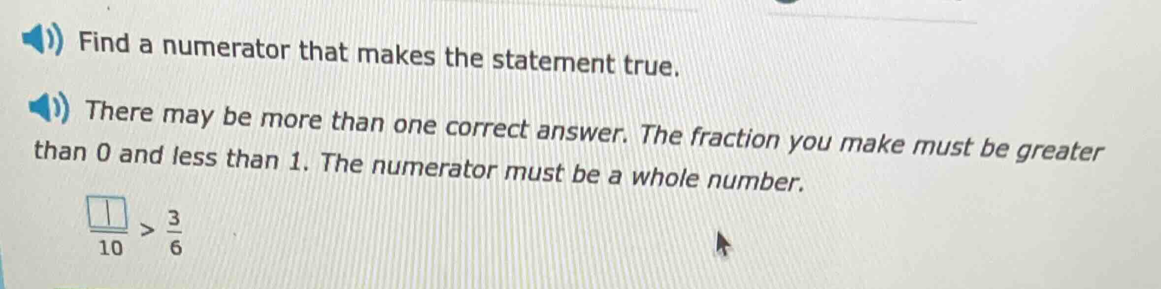 find a numerator that makes the statement true. there may be more than …