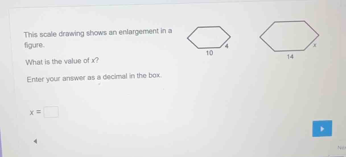 this scale drawing shows an enlargement in a figure. what is the value …